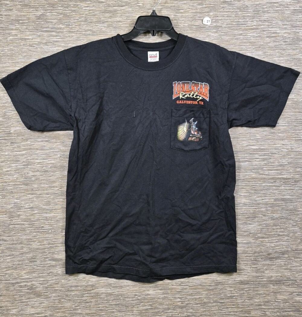 Vintage 2007 Lone Star Rally Galveston TX Motorcycle T-Shirt Mens Size L Black